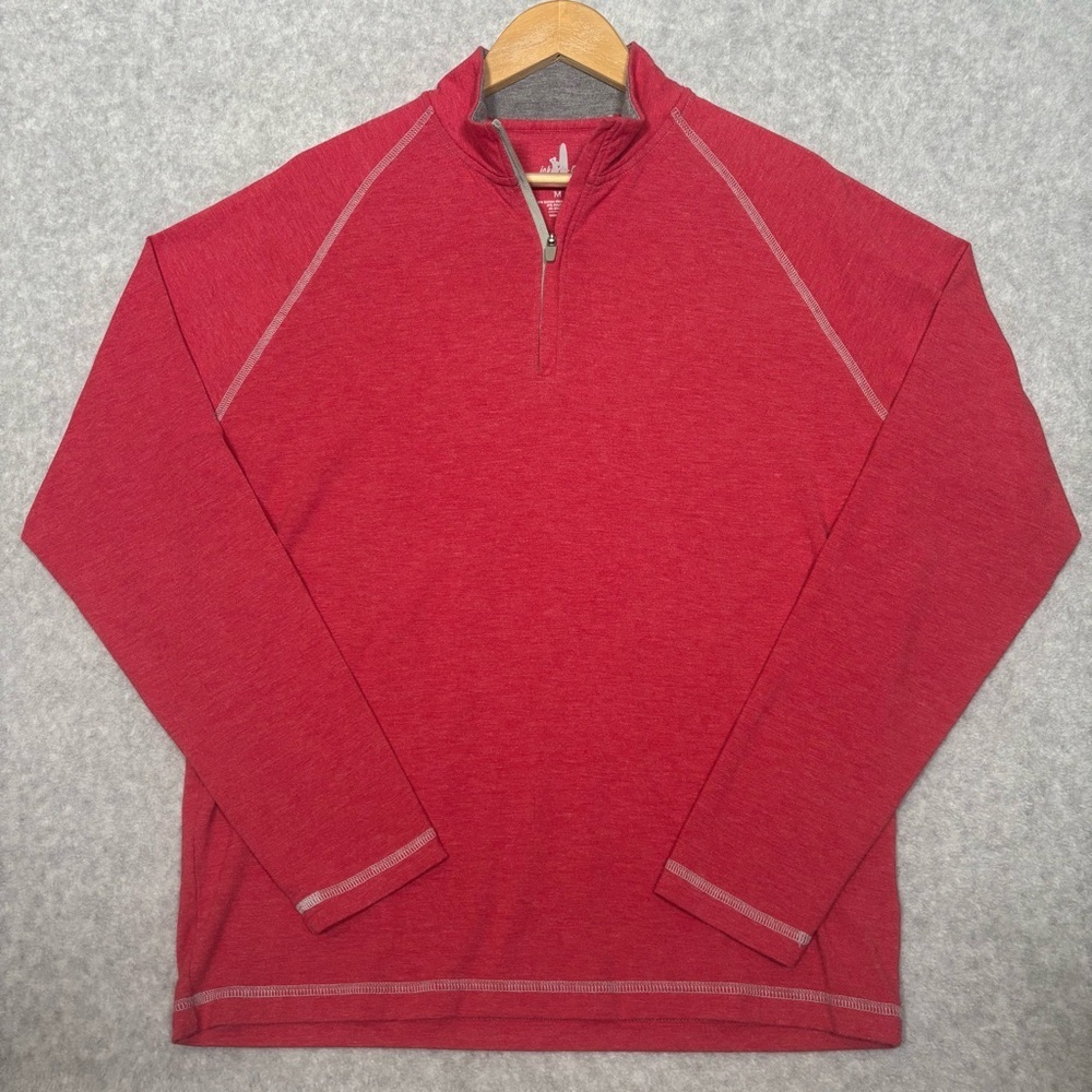 Johnnie-O Natural Performance 1/4 Quarter Zip Pullover-Red Maroon-Men Medium - Picture 2 of 6